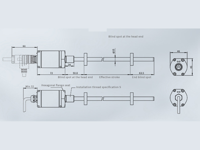Sensor de desplazamiento magnetostricde salida analógica RH/RP
